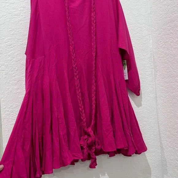 PALMS AWAY by RED DRESS • Bright Pink Long Sleeve Dress • sz Small - Picture 3 of 9